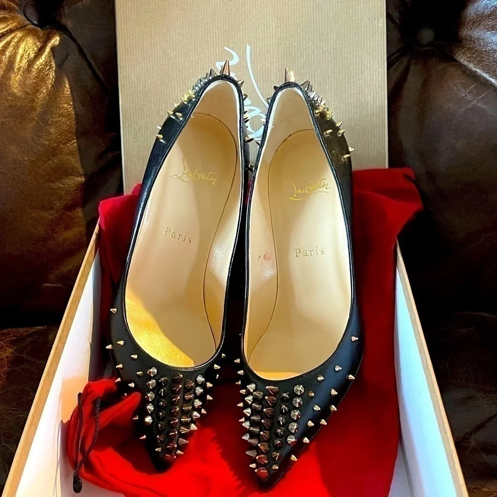 CHRISTIAN Louboutin Dinosa multicolor 360 studded spikes, 70mm heel hight, EU38